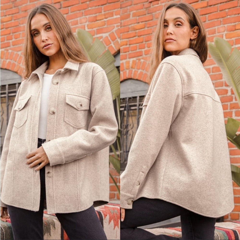 Lulus Beige Shacket in Small